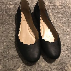 Chloe Ballet Flats Black 36.5 Scalloped 6.5